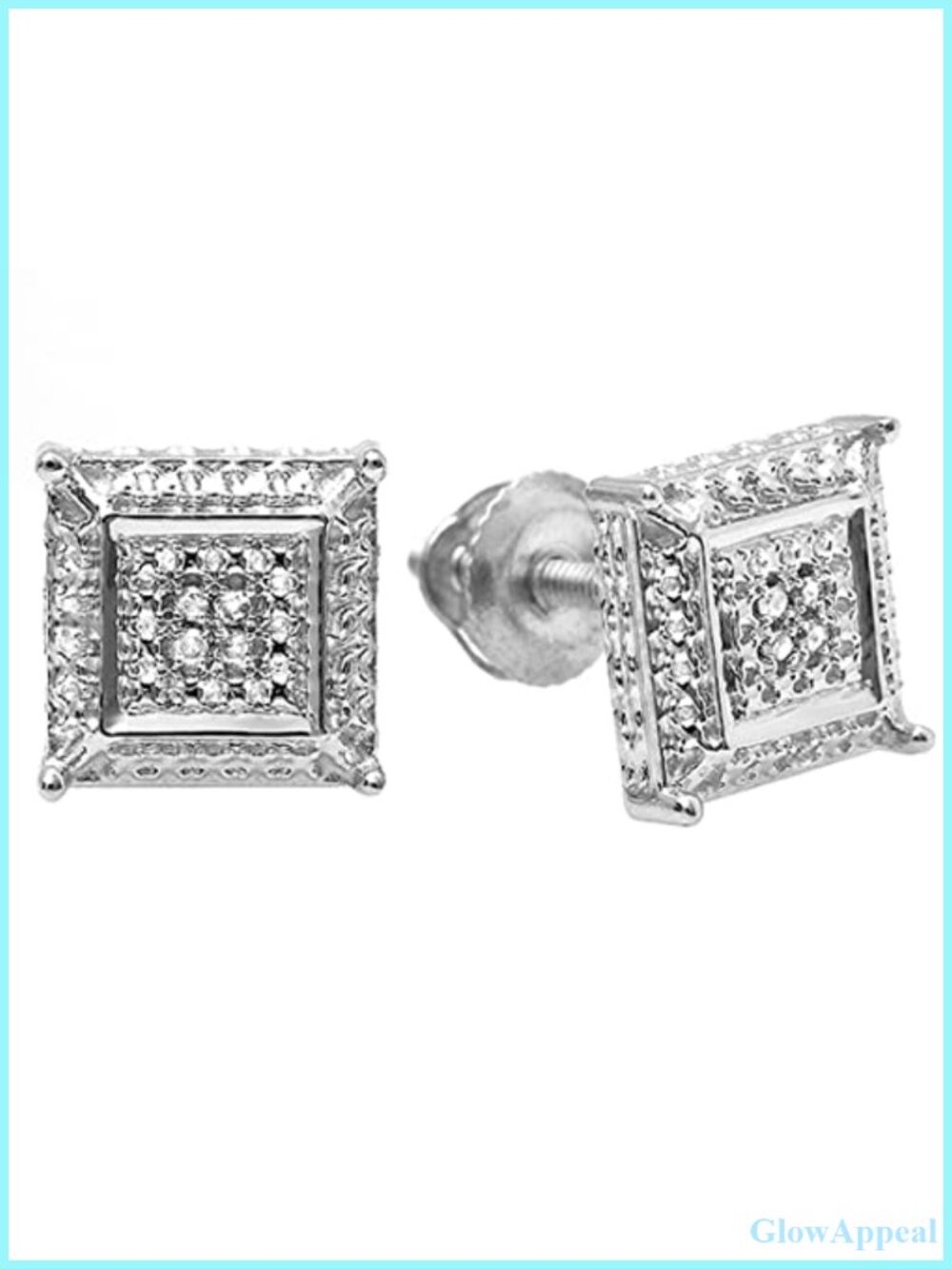 925 Sterling Silver Natural Diamond Stud Earrings Unisex Screw Back